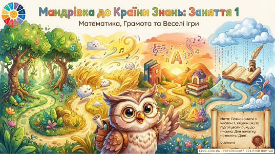Крок до школи: Заняття 1 — Число 1, звук [А] та підготовка руки до письма (НУШ)