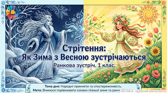 Стрітення: Зима проти Весни — презентація для ранкової зустрічі (1 клас) НУШ