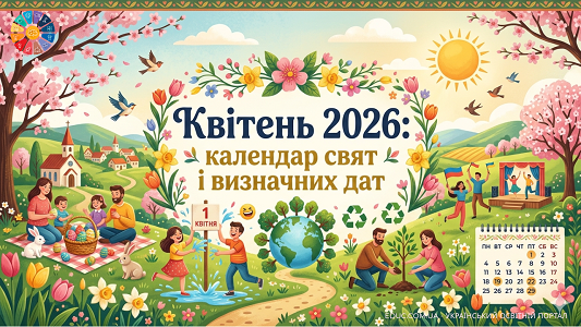 Квітень 2026 Календар визначних дат та тематичних днів