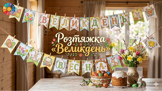Святкова розтяжка «Великдень» Готовий набір літер для оформлення інтер'єру