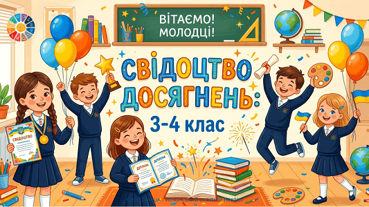 Свідоцтво досягнень 3-4 клас НУШ шаблон