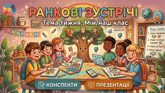 Ранкові зустрічі 1 клас Тиждень 2 «Мійнаш клас» (конспекти та презентації)